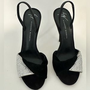 Giuseppe Zanotti Rosaline Slingback Black and Crystal Pumps